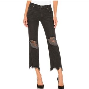 Free People ​Maggie Mid Rise Distressed Wide Leg Jeans